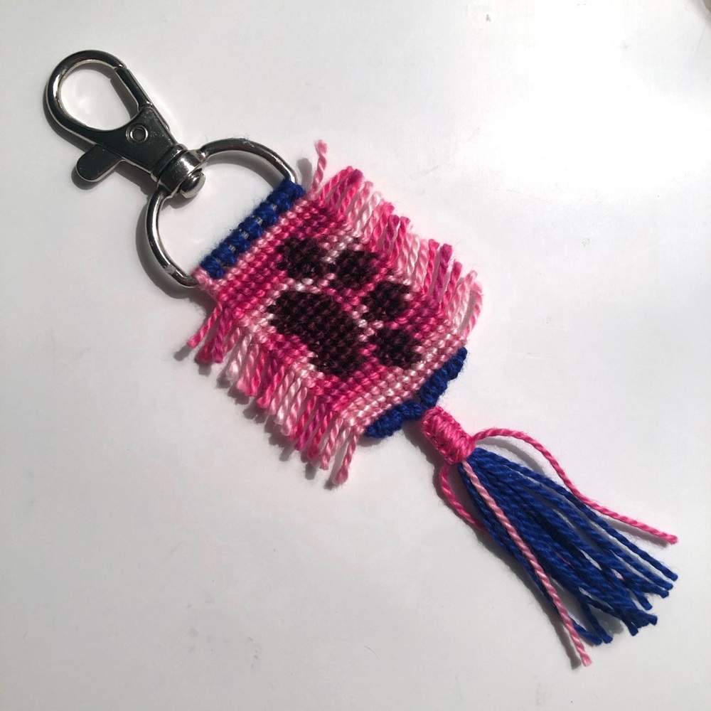Handmade Multicolor Paw Print Friendship Bracelet Keychain (ADD TO YOUR BUNDLE)
